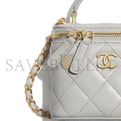 CHANEL MASTER MINI TOP HANDLE VANITY WITH CHAIN GREY LAMBSKIN AP2198 (11*8.5*7cm)
